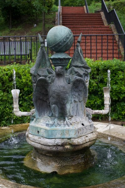 A fountain at the beginning of the trail is fed from the hot springs in the area.