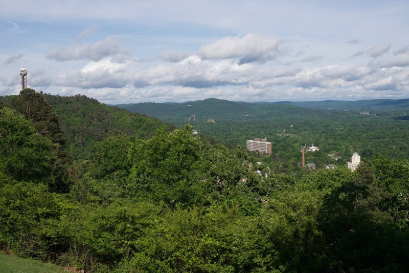 A view from the West Mountain Trail above Hot Springs. You can see the Hot Springs Tower on Hot Springs Mountain.