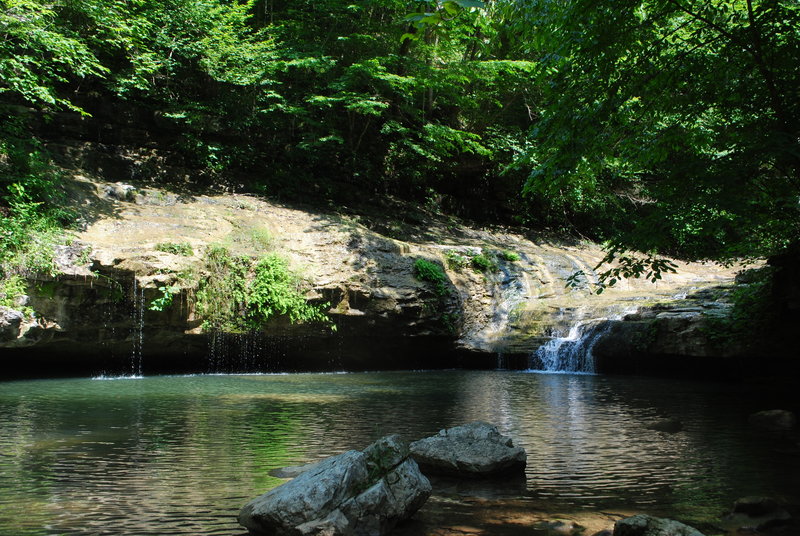 View of the small waterfall from the end of the trail.