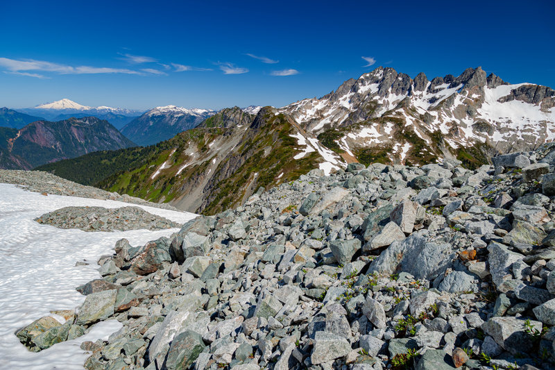 Mt. Formidable, and Mt. Baker in the far distance.