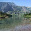 Medicine Grizzly Lake from its outlet.