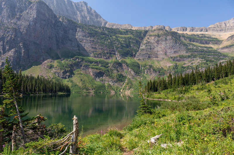 Medicine Grizzly Lake looking west towards Razoredge Mountain