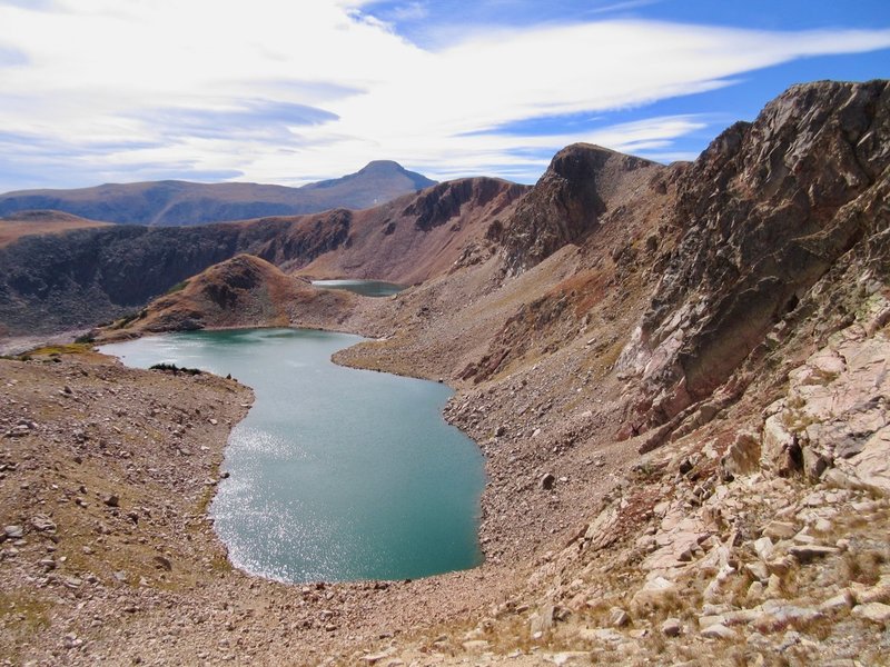 Iceberg Lakes and James Peak from the scramble up to the Divide