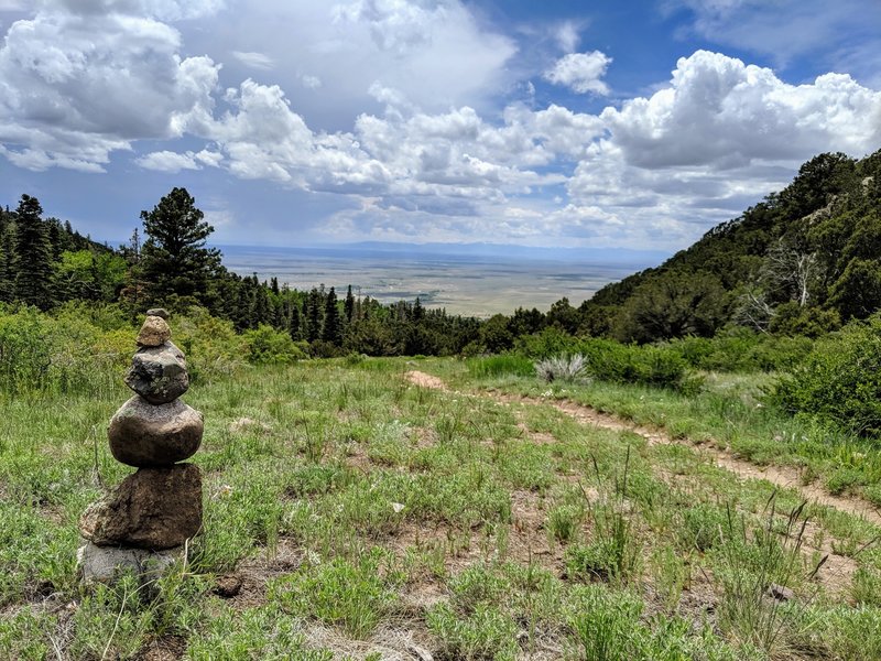 Looking back on the San Luis Valley after entering the meadow.