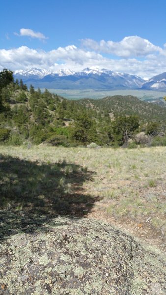 View across the Arkansas River Valley to the Collegiate Peaks/Sawatch Range.