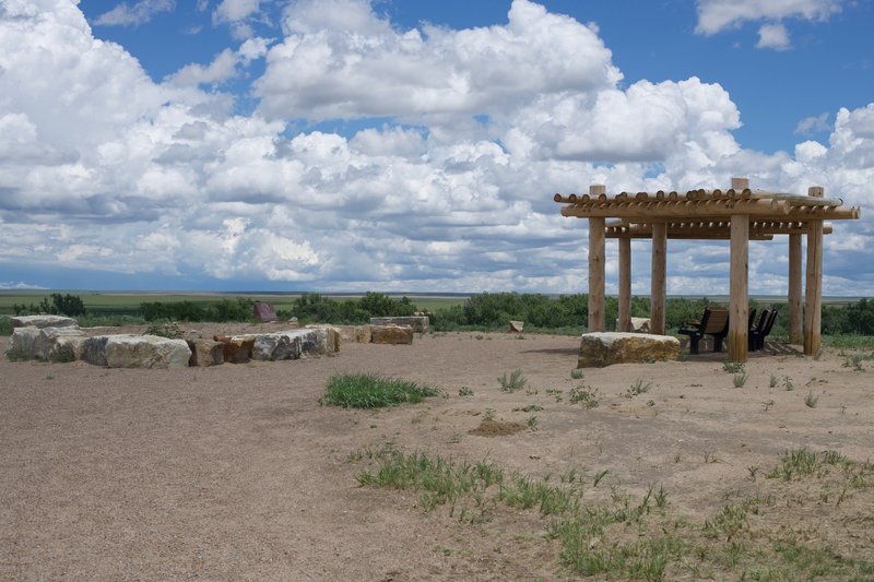 The monument on the top of the hill overlooking where the Indian villages were.