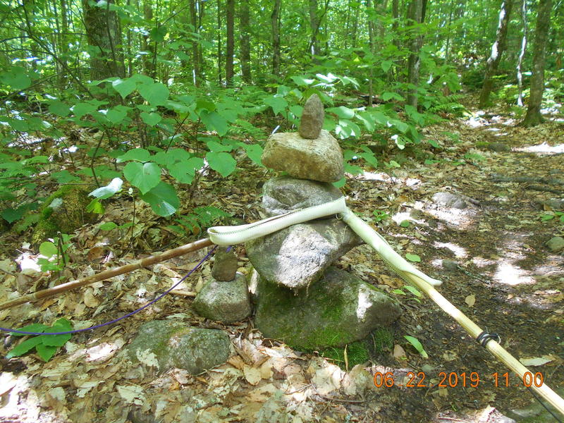 Rock stack marking Haystack North Trail.