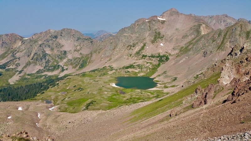 Deluge Lake from near the top of Snow Pass.