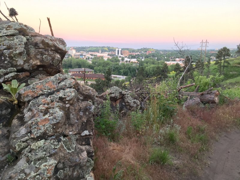 Looking back down the trail and out toward downtown.