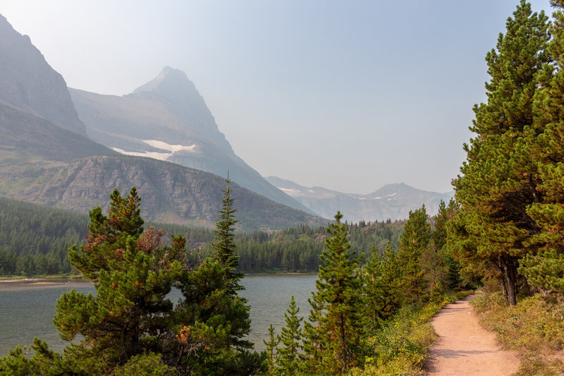 Redrock Lake with Mount Grinnell dominating the scenery