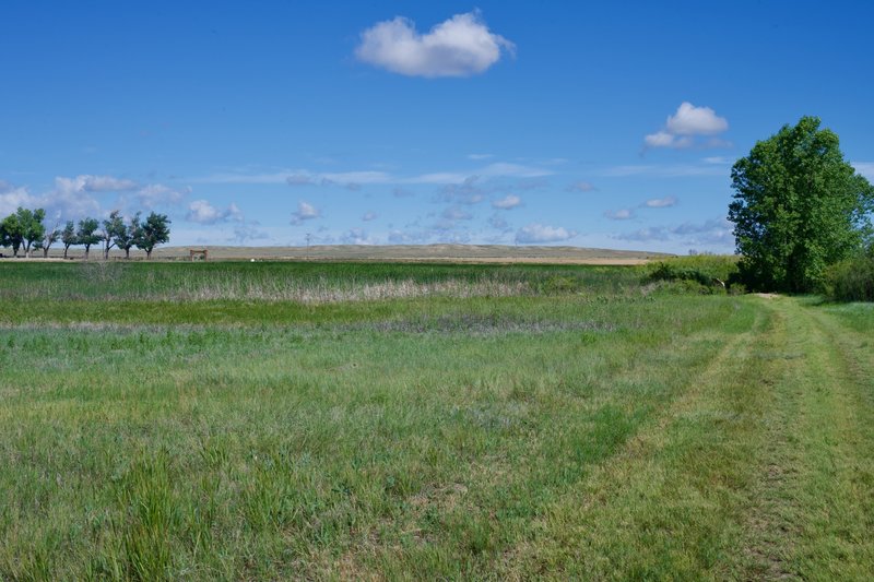 Looking toward the high plains and the entrance to the historic site.