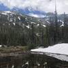 Snow drift melting at Spruce Lake on 6/24/19.