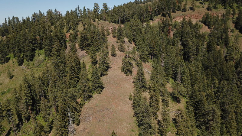 View of upper trail section as it approaches Tiger Canyon Road - photo taken by drone.