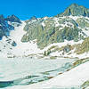 Ashley Lake and Iron Mountain, with permanent snow field on the left.