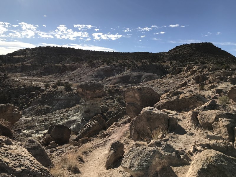 Looking down on the trail.