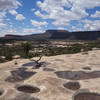 Filled potholes on the mesa of the Natural Bridges National Monument loop.