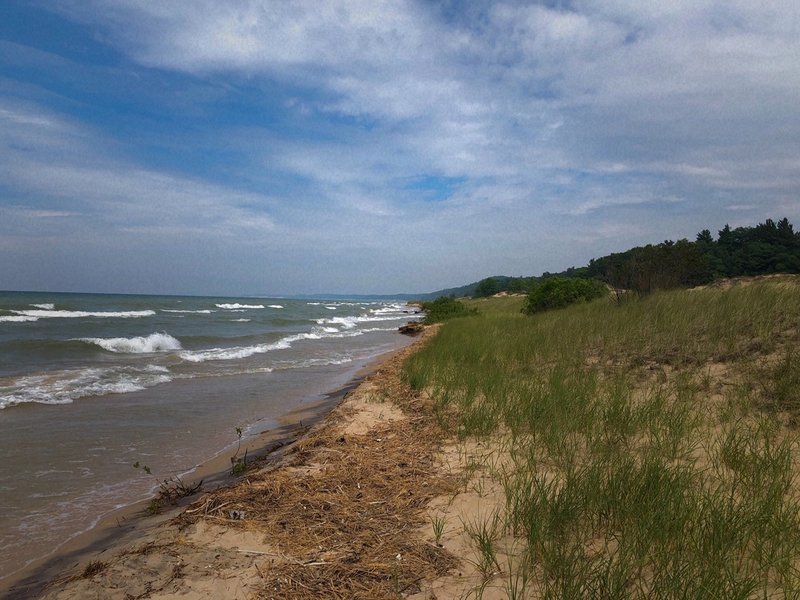 Looking northwest just as you exit the trail into Lake Michigan.