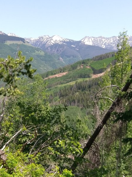 Peek-a-boo views of the Gore Range to the east.