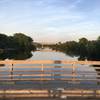 Vehicle bridge facing east. Huron Parkway bridge in distance.