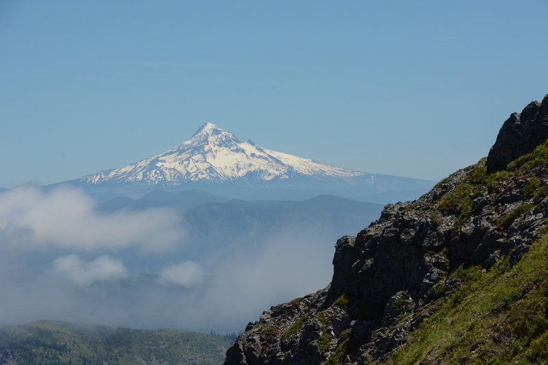 Mt Hood and the slop to the sub-summit