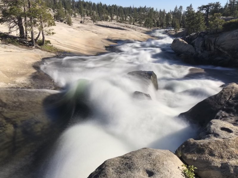 July flow of cascades coming out of Lake Vernon.