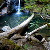 Wolf Creek, a small falls as the water leaves the pool below the larger water fall.