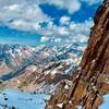 Nearing Sundial Peak, looking down on Lake Blanche, early summer