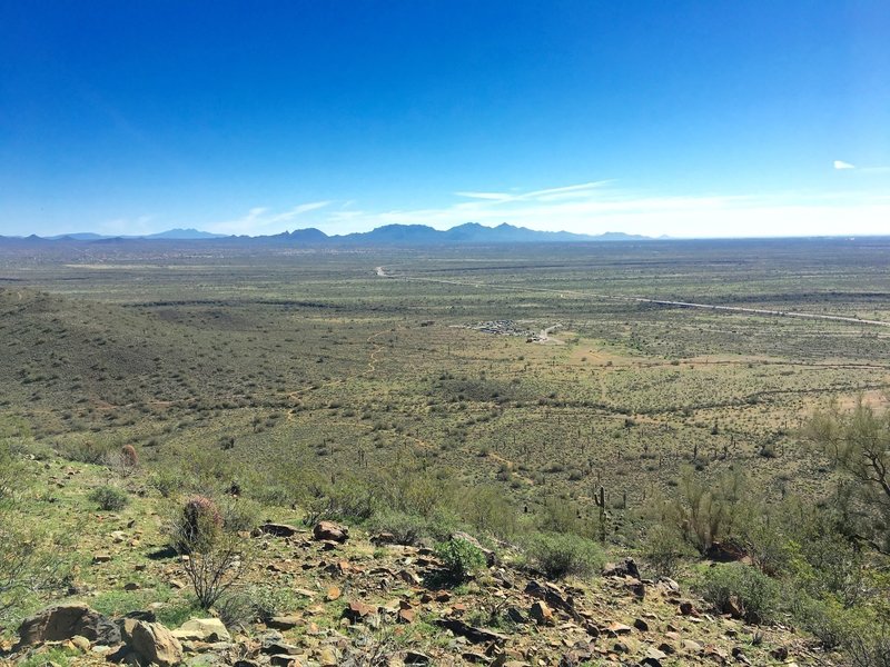 Enjoy gorgeous views of the Sonoran Desert (and the parking lot) from the top of the Ridgeback Trail.