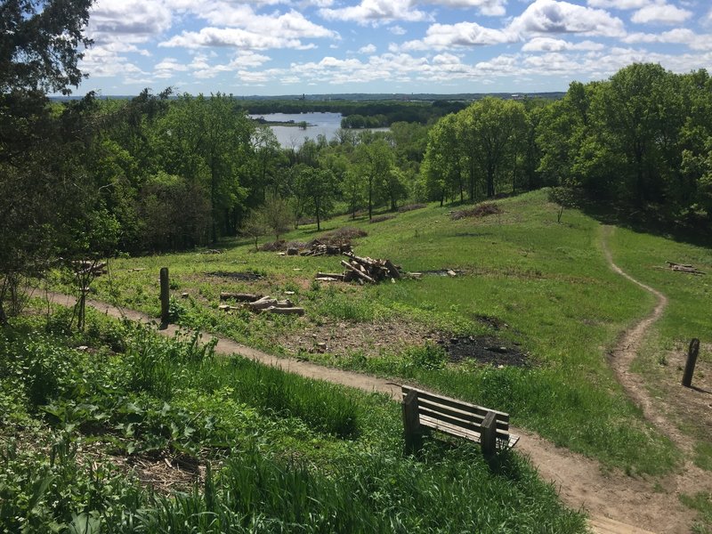 View from the top parking lot/trailhead looking south over the Minnesota River Valley.