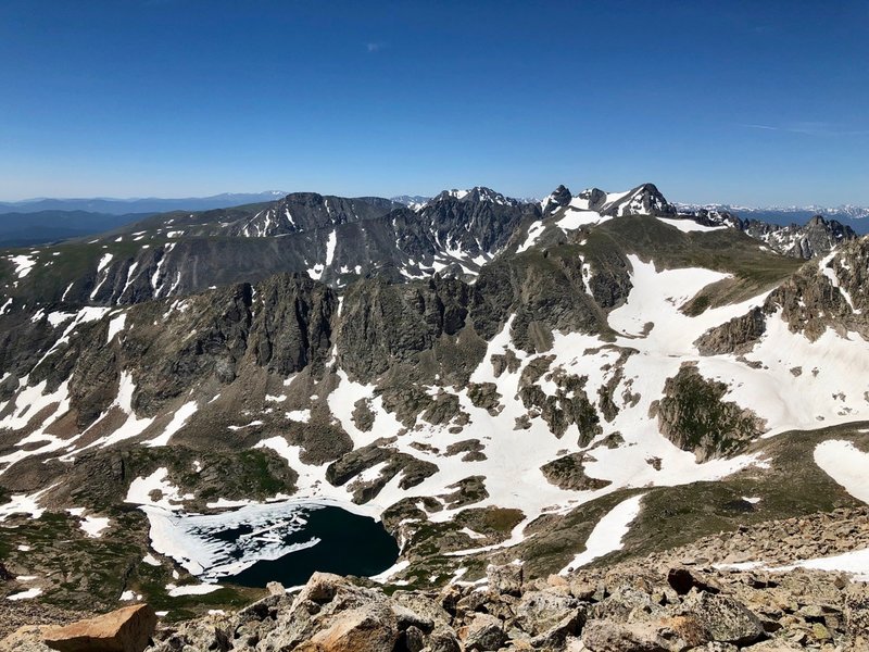 Blue Lake cirque and the central/southern Indian Peaks.