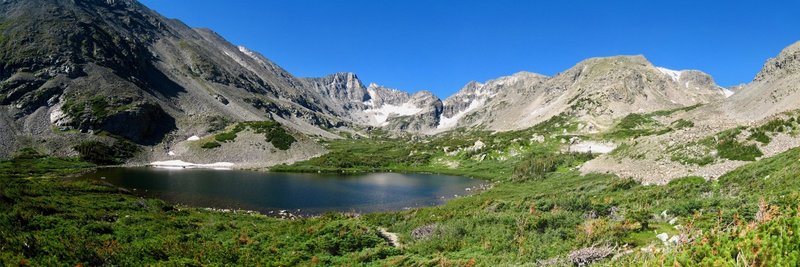 Lower Coney Lake and the cirque headed by Paiute and Algonquin.