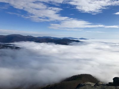 Summit, low fog.