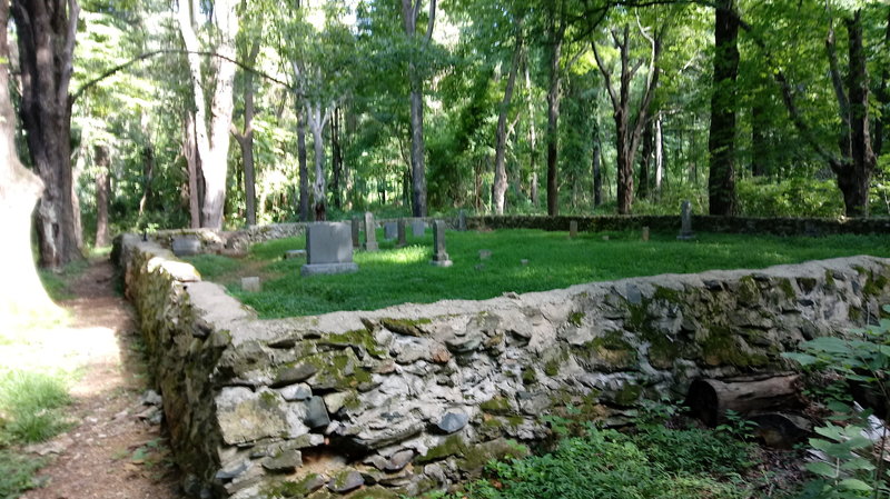 Bolen Cemetery at lower end of Hull School Trail (at intersection with Keyser Run Fire Road).