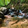 Small waterfall along the Whoop de Doos Trail.