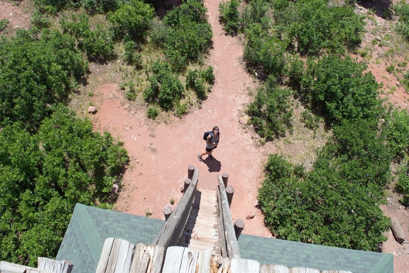 Looking down from the fire tower.