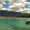 Lake Annette. In the distance is Roche Bonhomme (center left) and the Colin Range (right center).