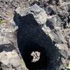 A vertical cast made from lava cooling around a tree, which then burned and rotted away.