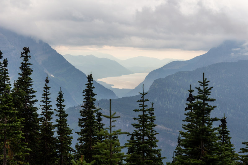 Lake McDonald far across the valley.