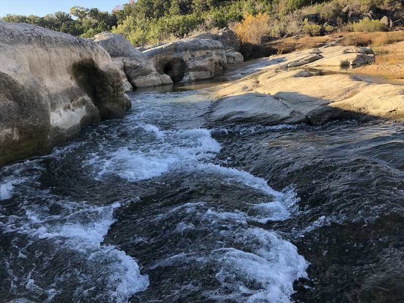 Water flowing through Pedernales Falls.