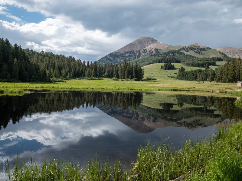 Late afternoon reflection of Mt Tuk on Medicine Lakes