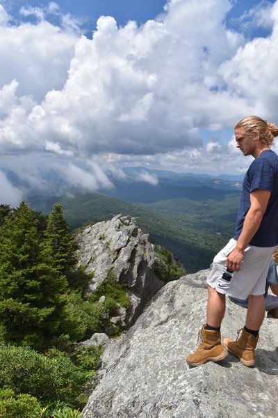 At the end of grandfather mountain! Great that they have a team up there to keep everyone safe near the edges.