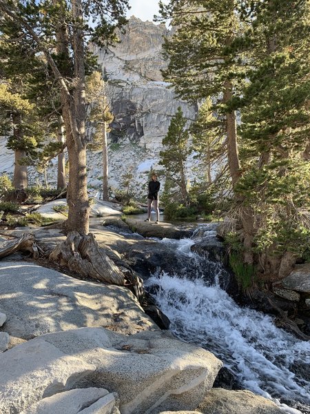 Pear Lake outlet stream. Also the stream to you need to cross to access half of the campsites and pit toilets