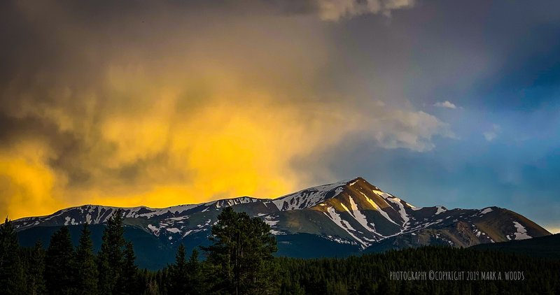 View of Mount Elbert looking west from Halfmoon Road, after the climb.