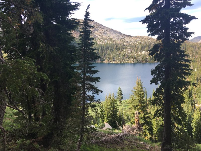 Looking down on Schmidell Lake as we head up to Schmidell pass