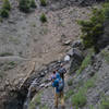 Erosion and low quality rock define a few gullies along the trail