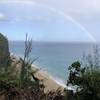 View of Hanakapia'i Beach with Rainbow