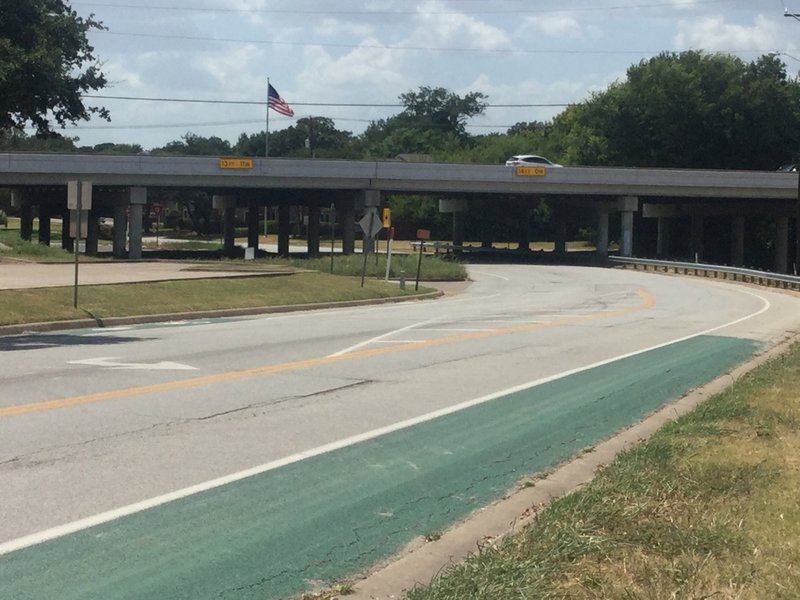 The turn onto Bellaire -- the overpass is 183.