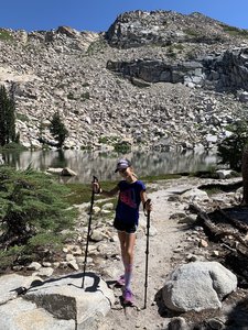 On the Grouse Lake Trail with Hemlock Lake in the background.
