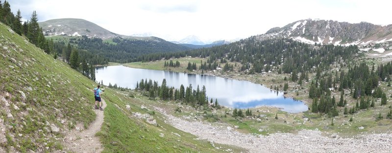 Looking south towards Lyle Lake. The trail winds around the right side of the lake, then branches away on the south.