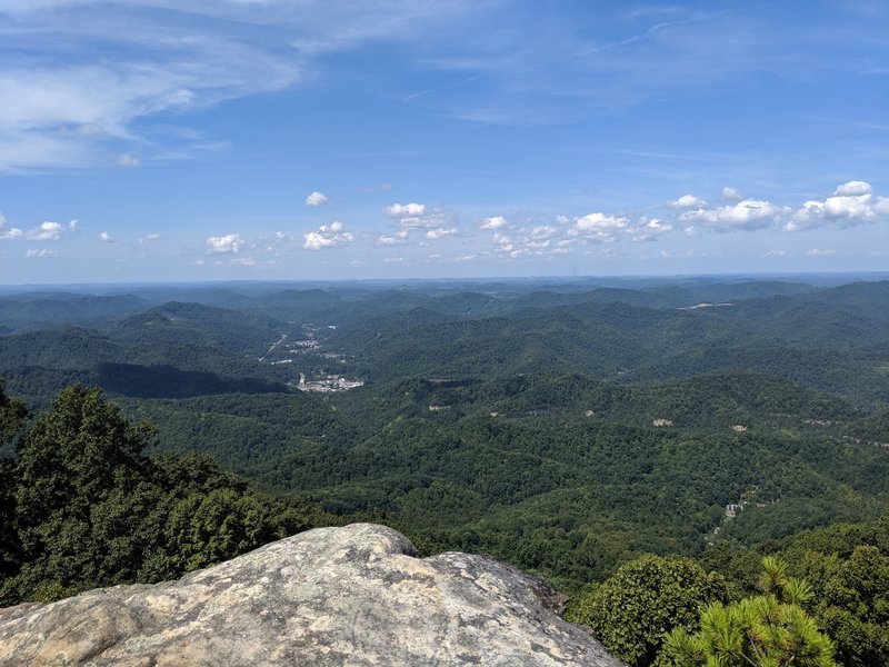 The view from High Rock west looking down into the city of Whitesburg, Kentucky.